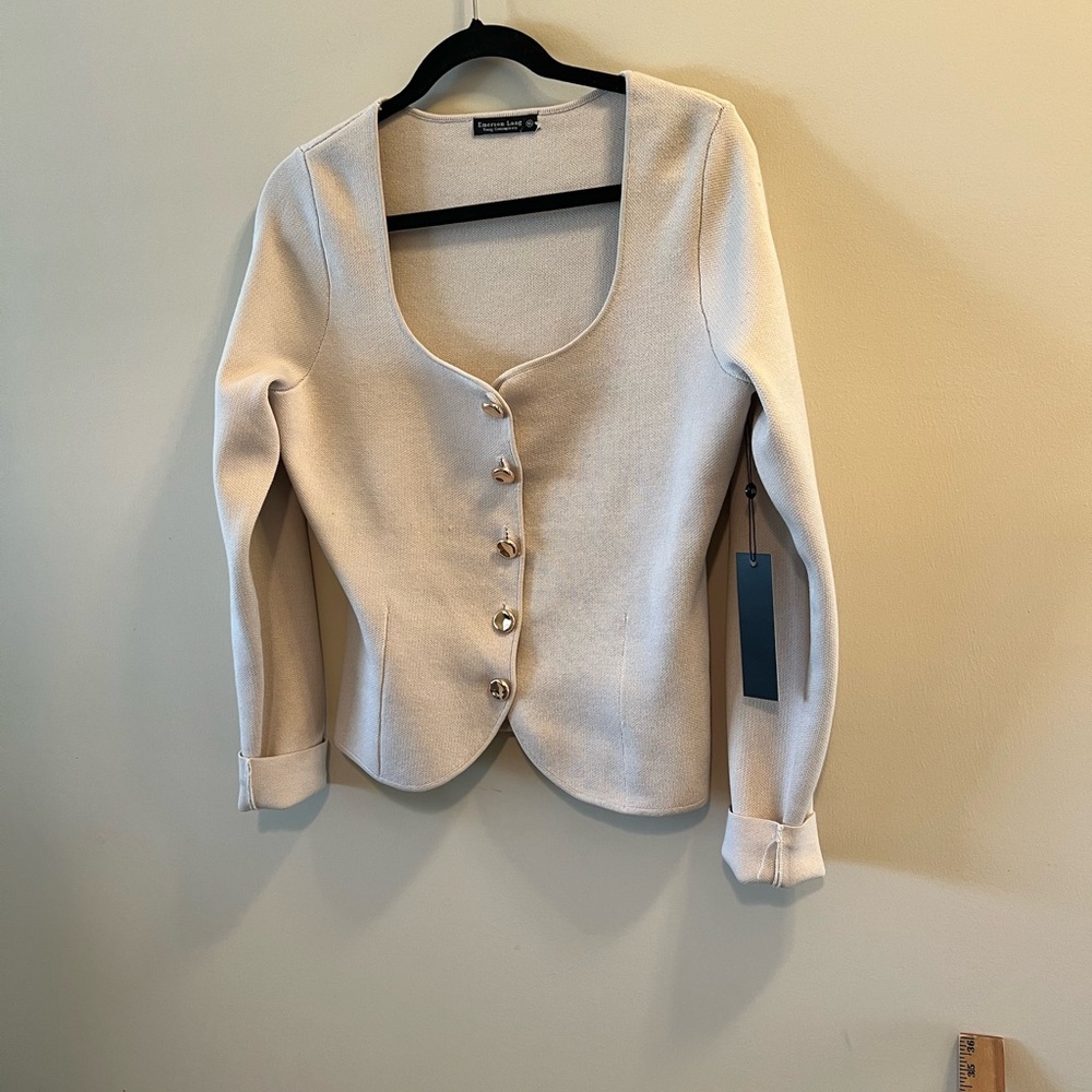 Emerson Land Cream Gold Button-Up Cardigan Size XL could fit L